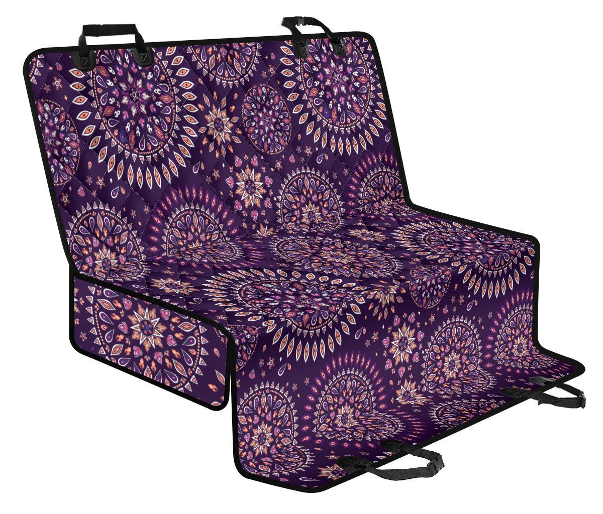 Purple Bohemian Mandala Pattern Print Pet Car Back Seat Cover