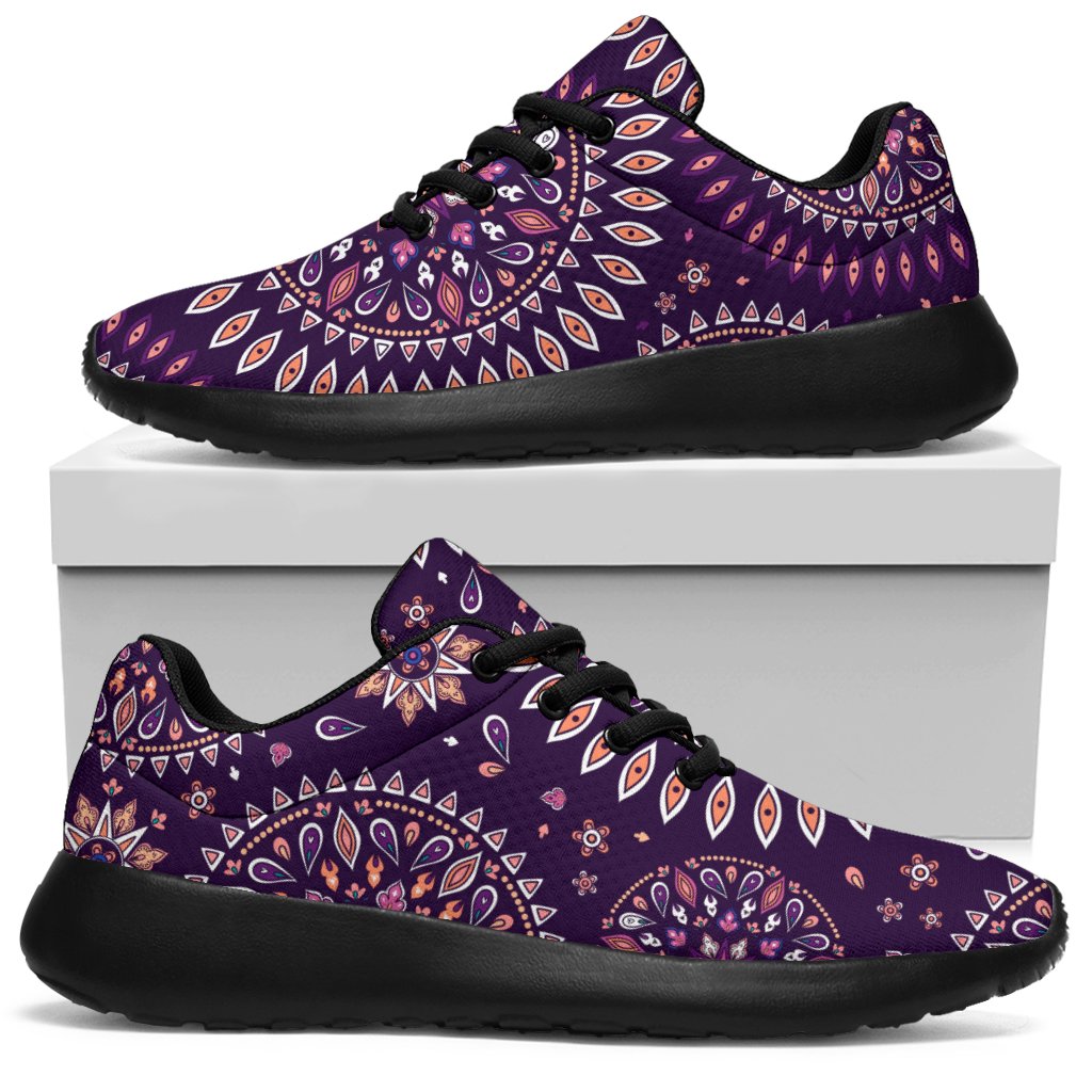 Purple Bohemian Mandala Pattern Print Sport Sneakers