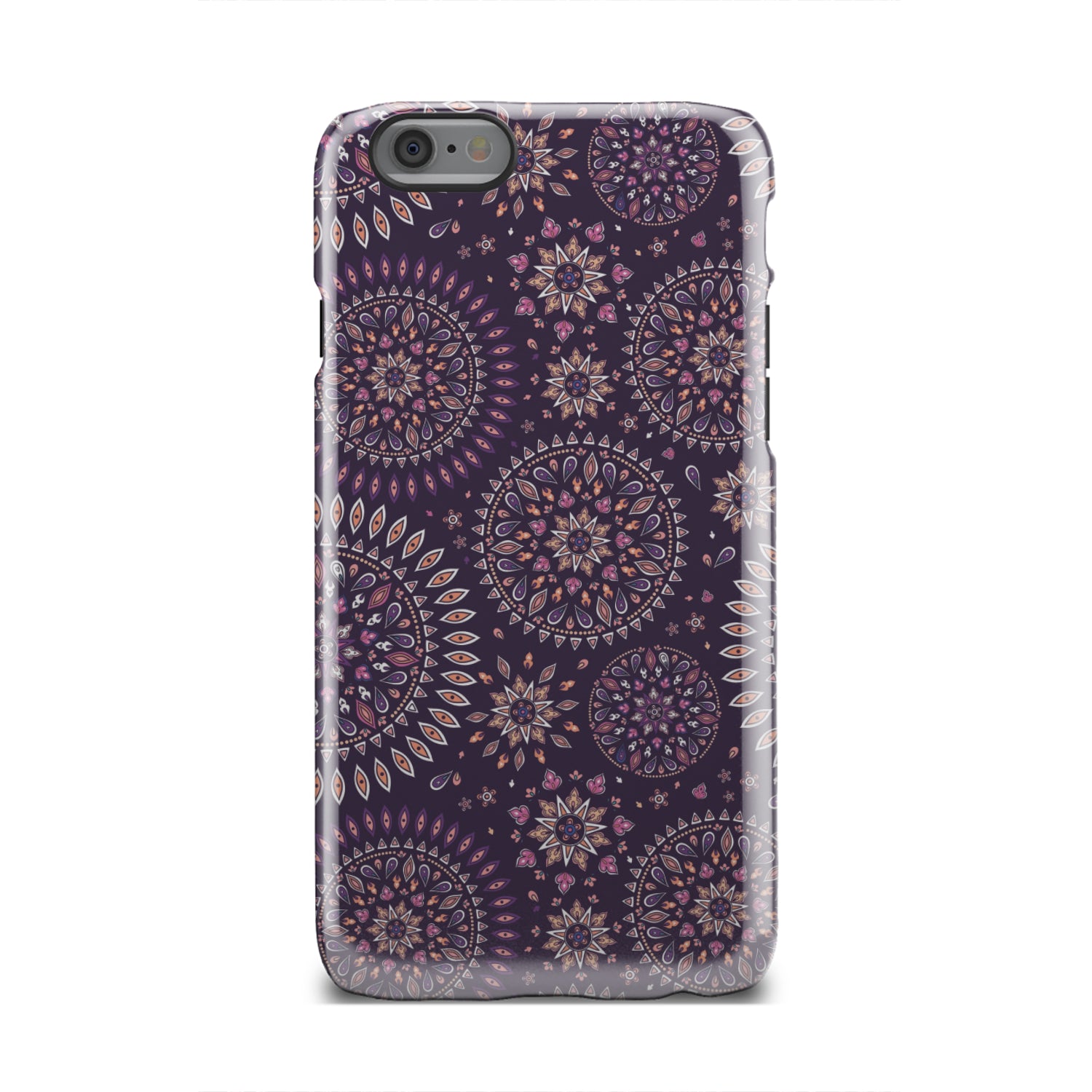 Purple Bohemian Mandala Pattern Print Tough Phone Case