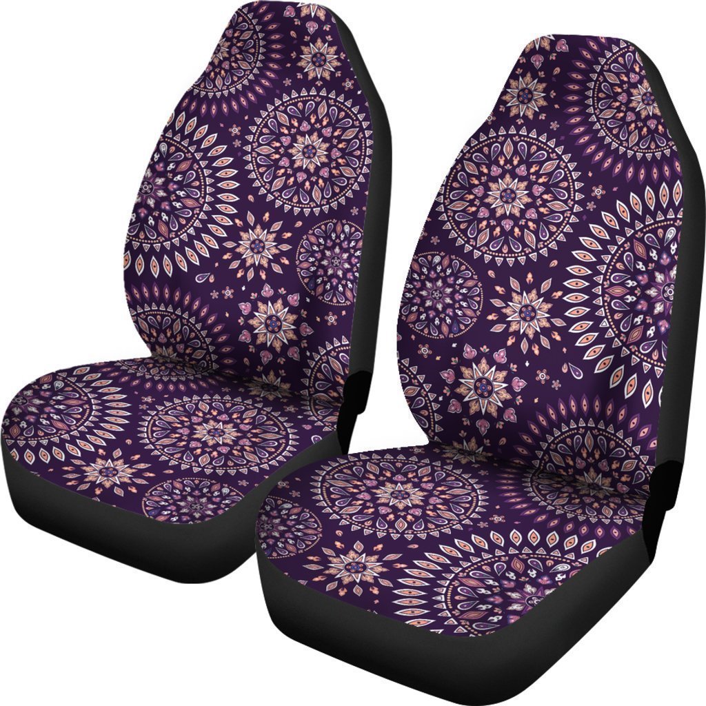 Purple Bohemian Mandala Pattern Print Universal Fit Car Seat Covers