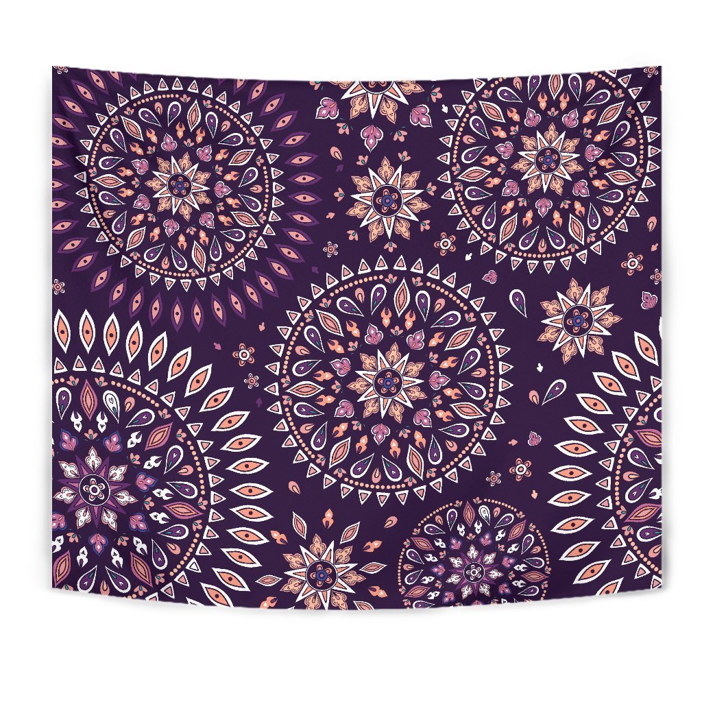 Purple Bohemian Mandala Pattern Print Wall Tapestry