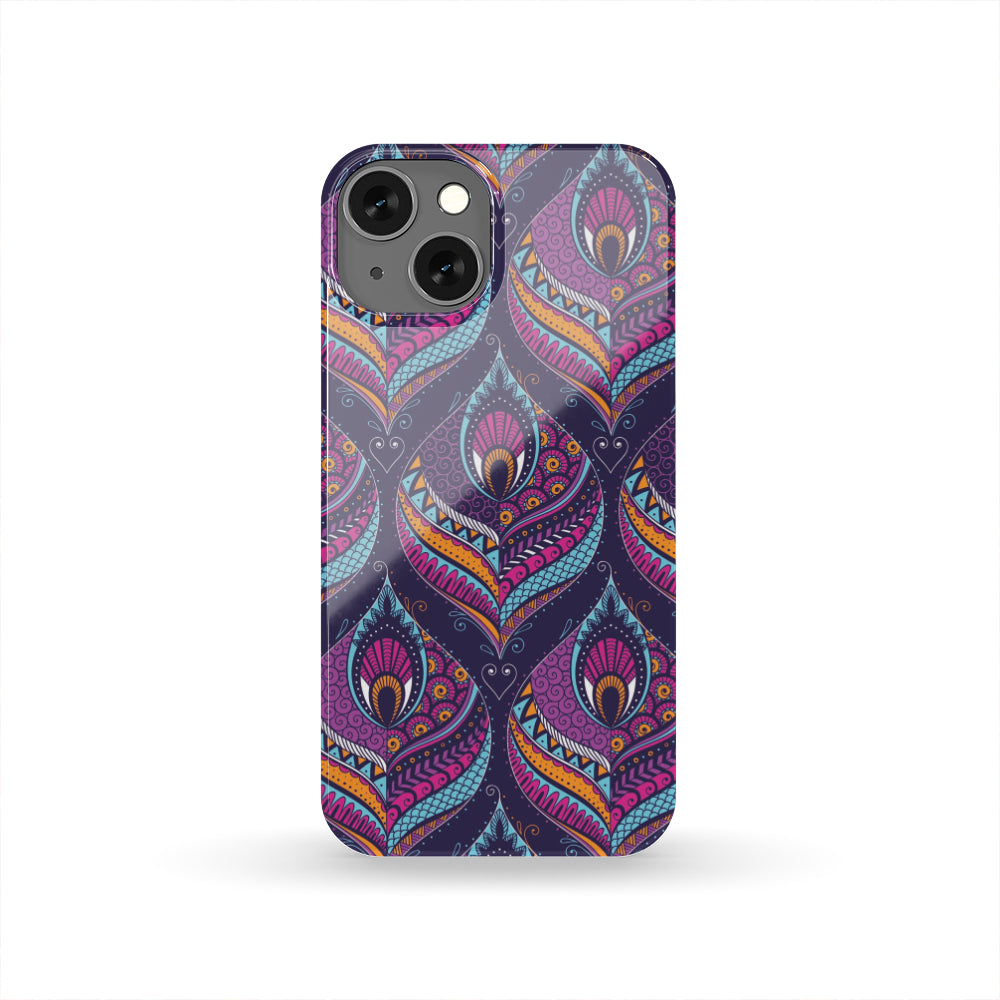 Purple Bohemian Peacock Feather Print Phone Case