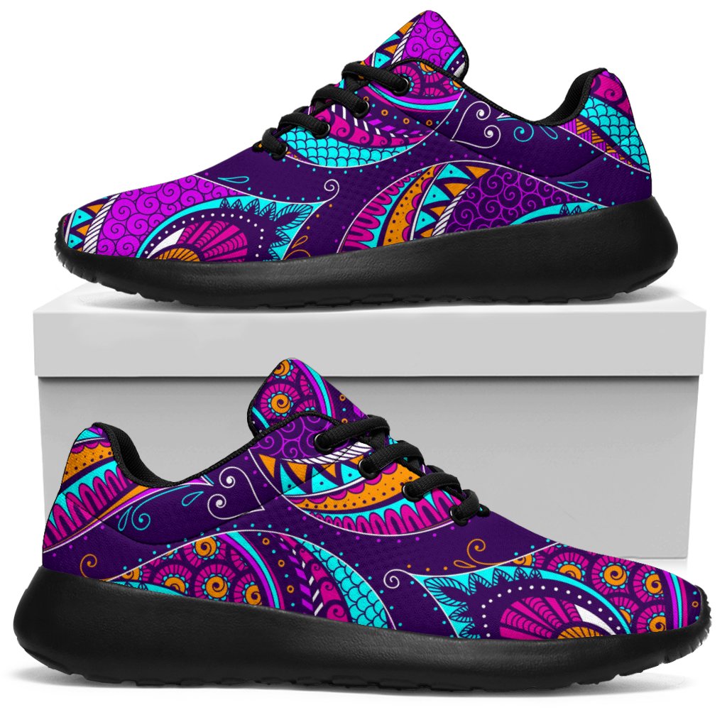 Purple Bohemian Peacock Feather Print Sport Sneakers