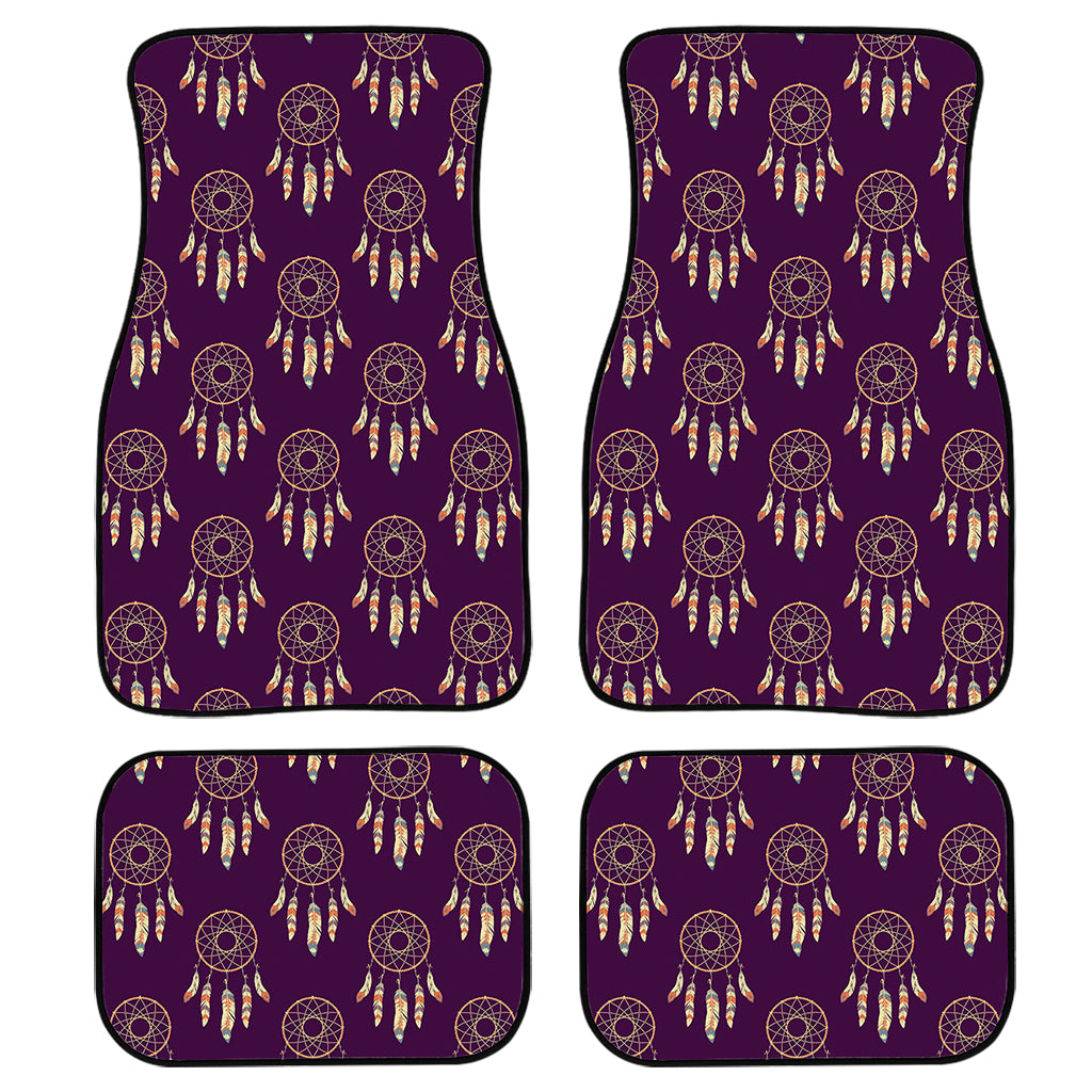 Purple Boho Dream Catcher Pattern Print Front and Back Car Floor Mats