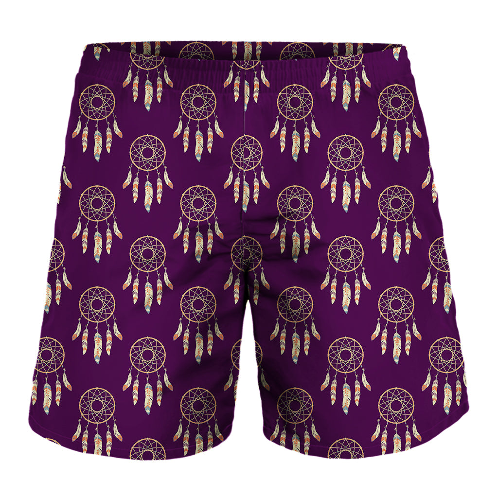 Purple Boho Dream Catcher Pattern Print Men's Shorts