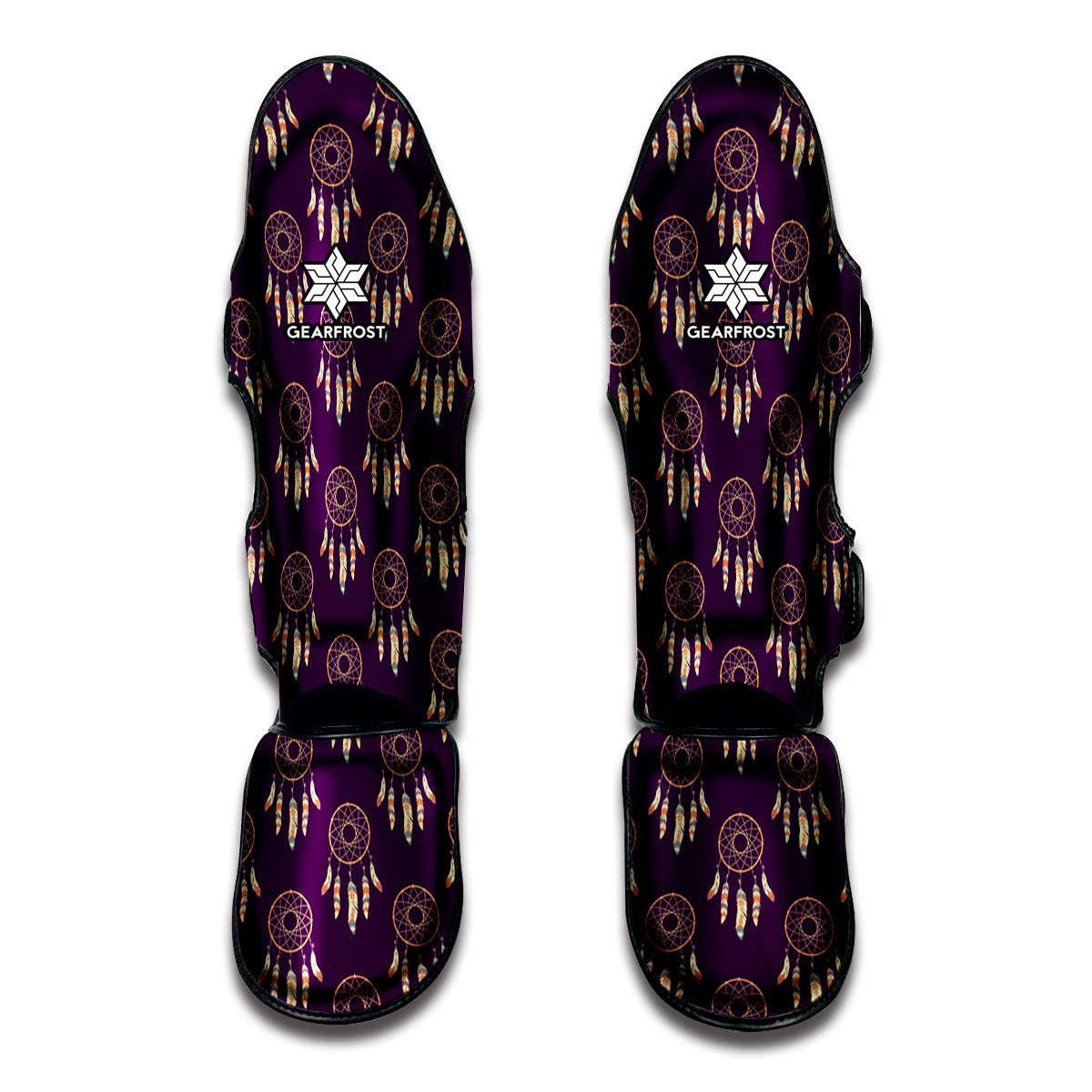 Purple Boho Dream Catcher Pattern Print Muay Thai Shin Guards