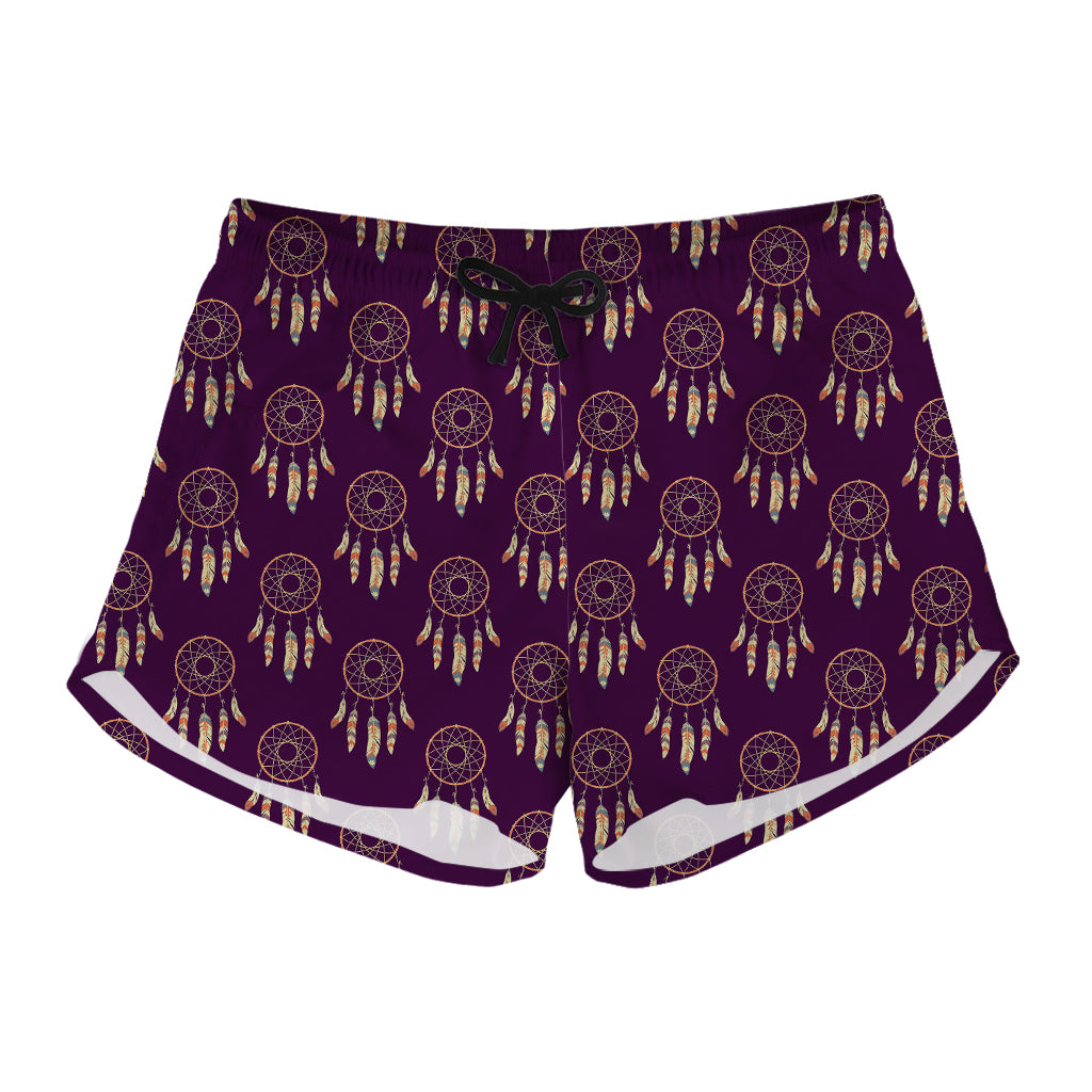 Purple Boho Dream Catcher Pattern Print Women's Shorts