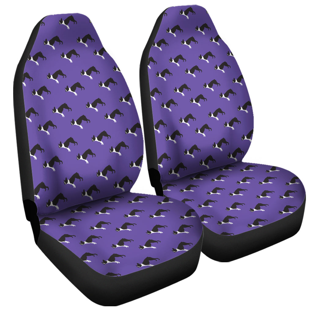 Purple Boston Terrier Pattern Print Universal Fit Car Seat Covers