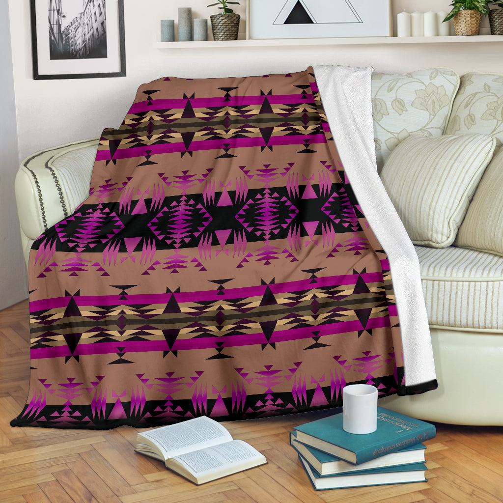 Purple Brown And Black Geometric Native Pattern Blanket