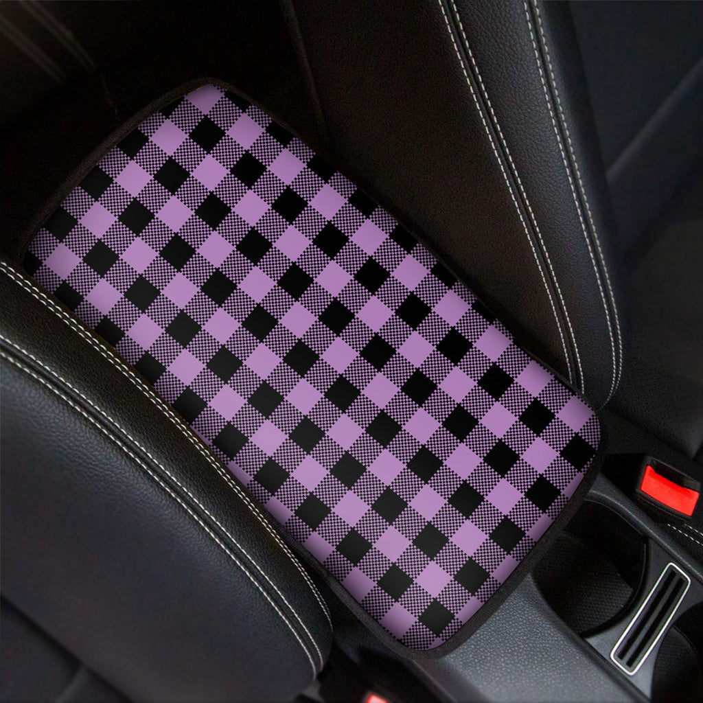 Purple Buffalo Plaid Print Car Center Console Cover