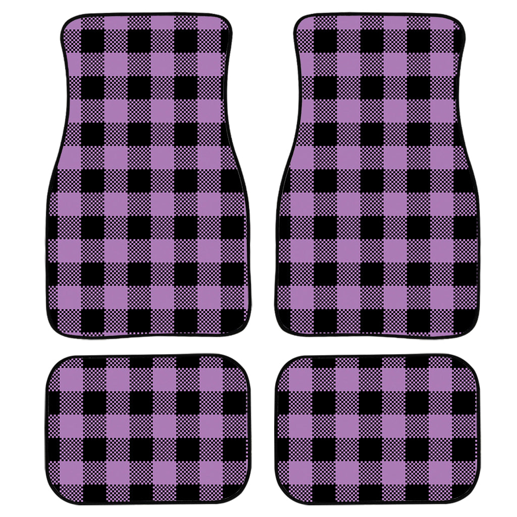 Purple Buffalo Plaid Print Front and Back Car Floor Mats