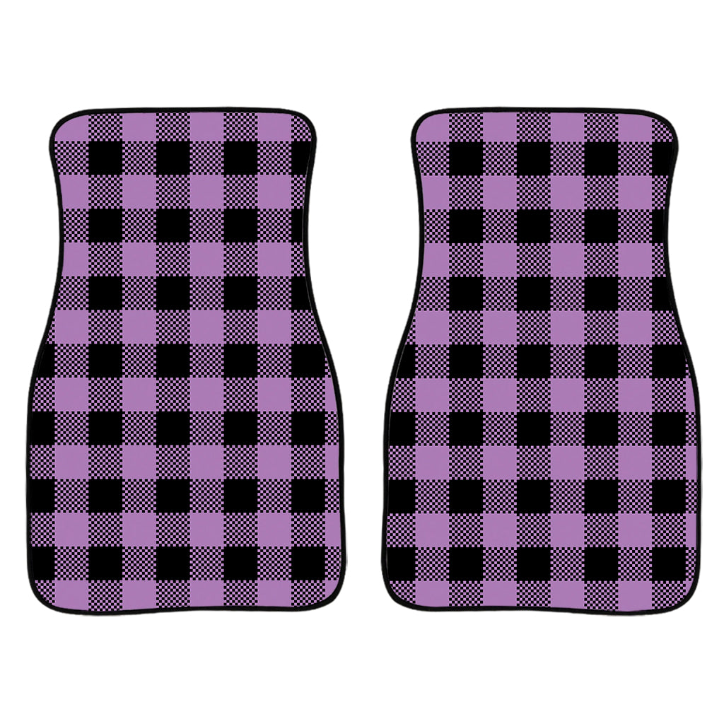 Purple Buffalo Plaid Print Front Car Floor Mats