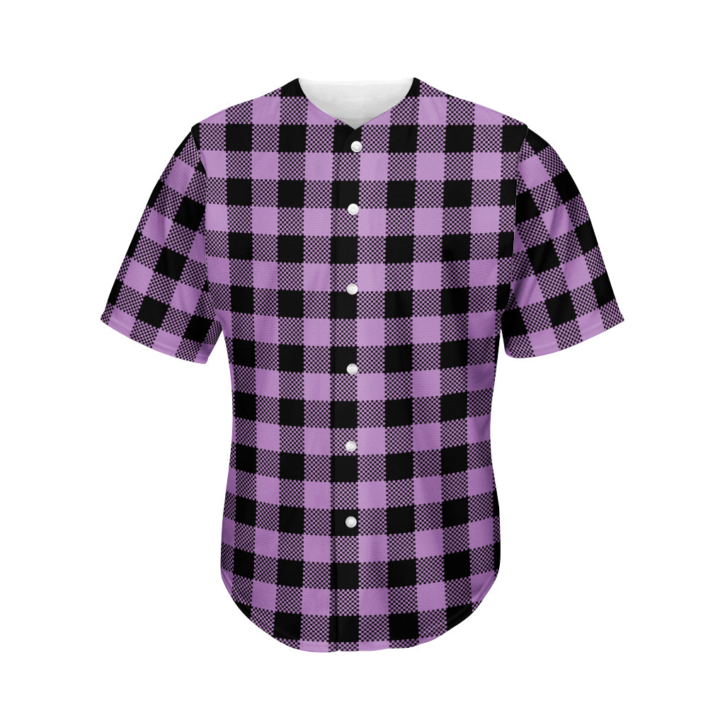 Purple Buffalo Plaid Print Men's Baseball Jersey