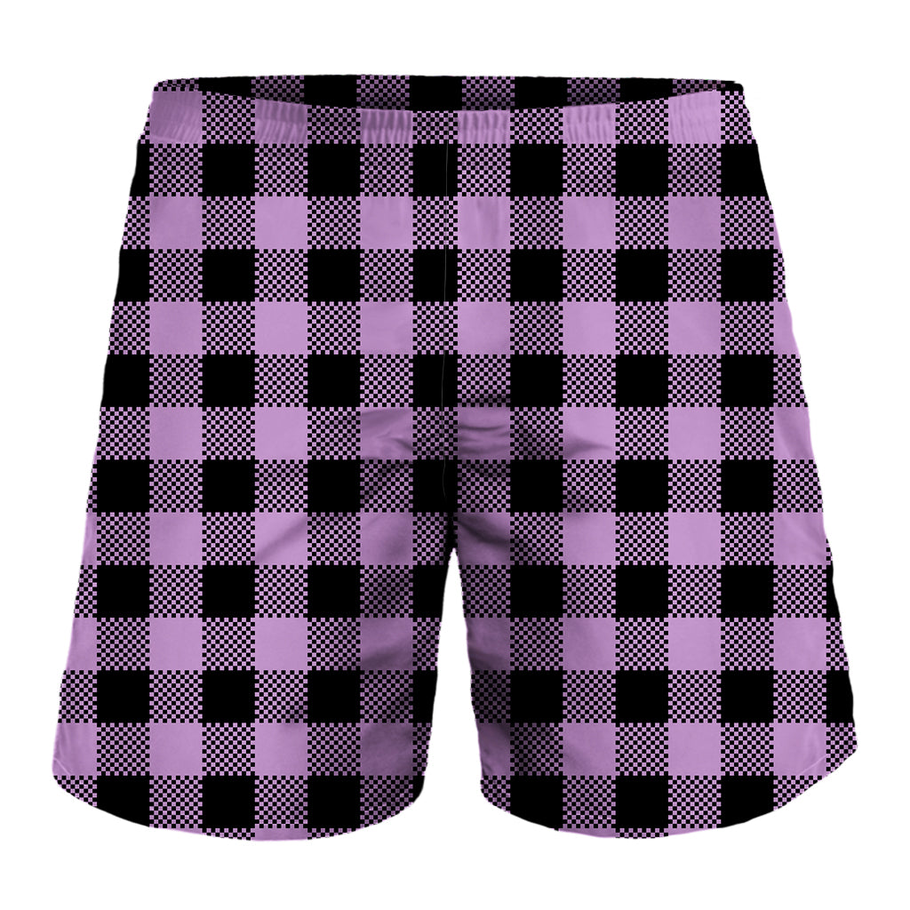 Purple Buffalo Plaid Print Men's Shorts