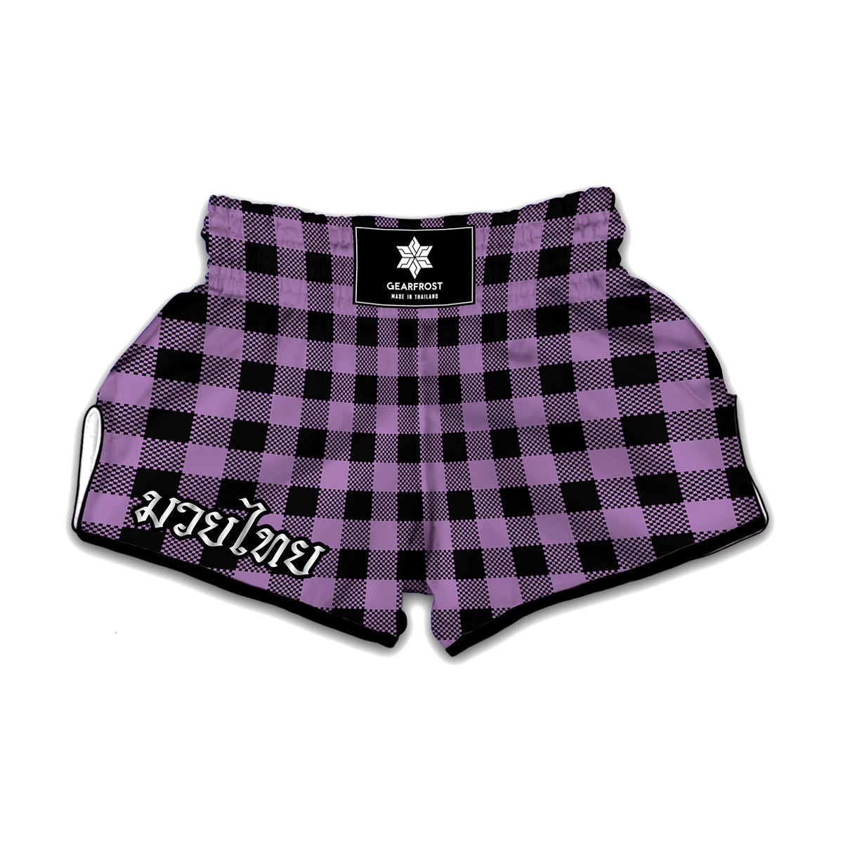 Purple Buffalo Plaid Print Muay Thai Boxing Shorts