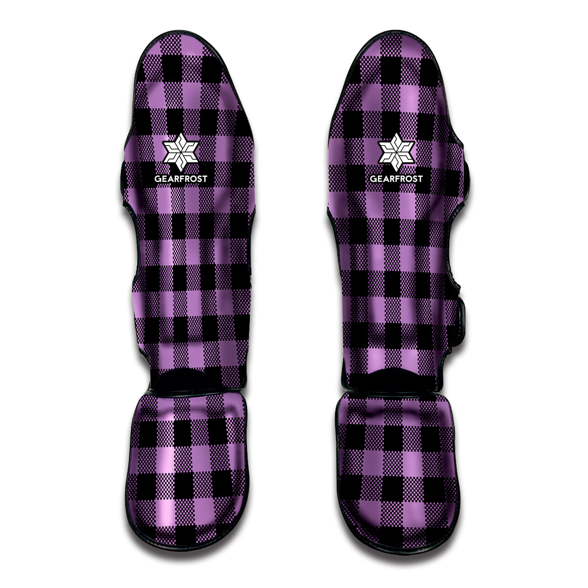 Purple Buffalo Plaid Print Muay Thai Shin Guards