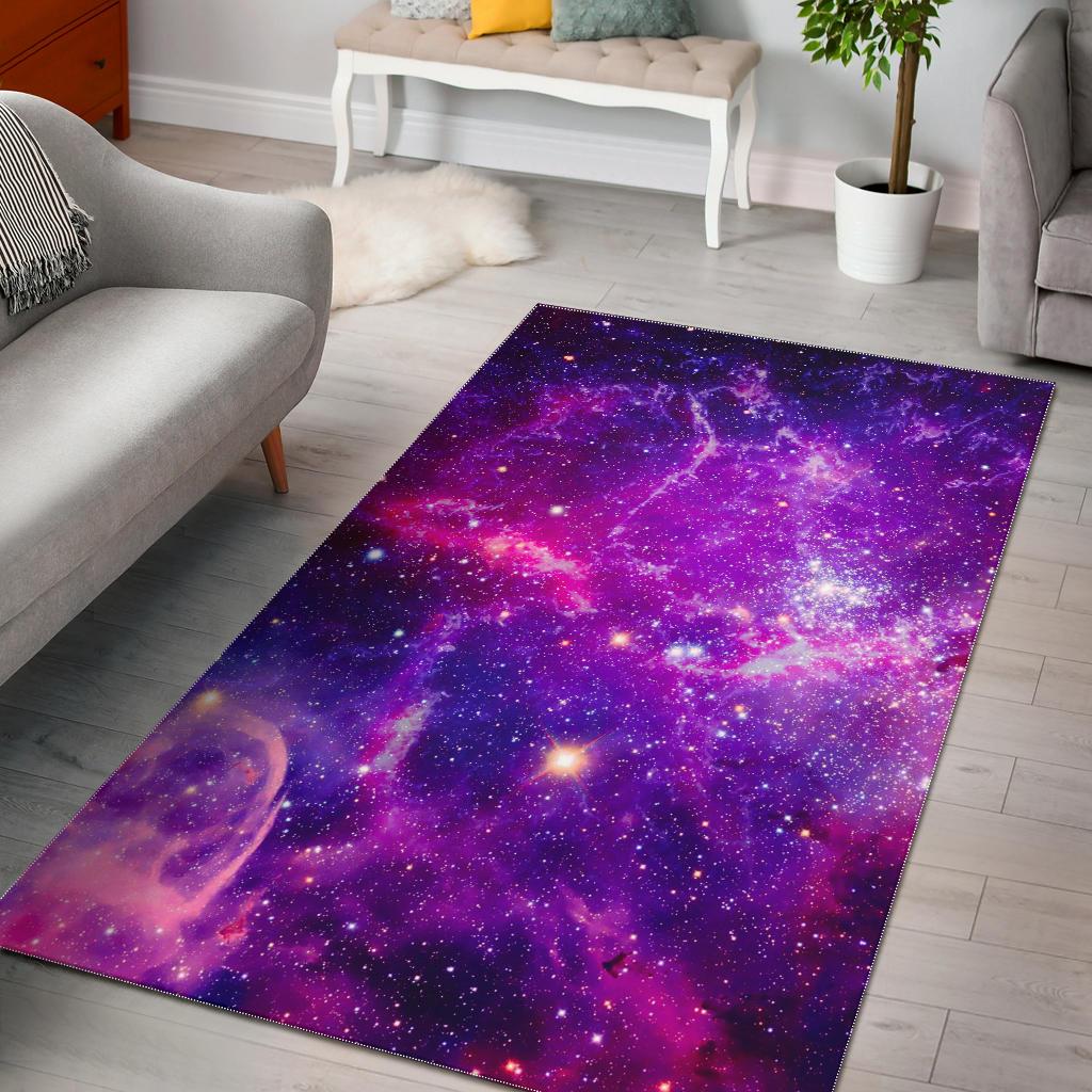 Purple Bursting Galaxy Space Print Area Rug