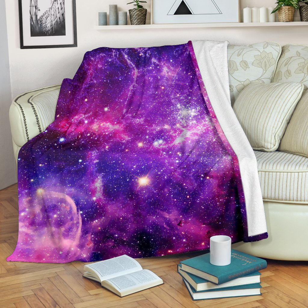 Purple Bursting Galaxy Space Print Blanket