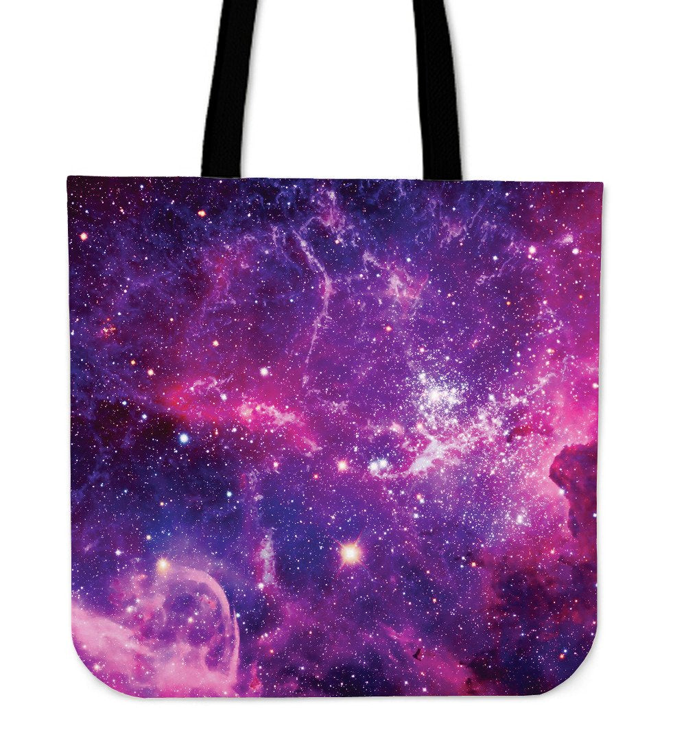 Purple Bursting Galaxy Space Print Canvas Tote Bag