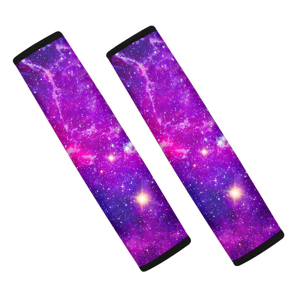 Purple Bursting Galaxy Space Print Car Seat Belt Covers