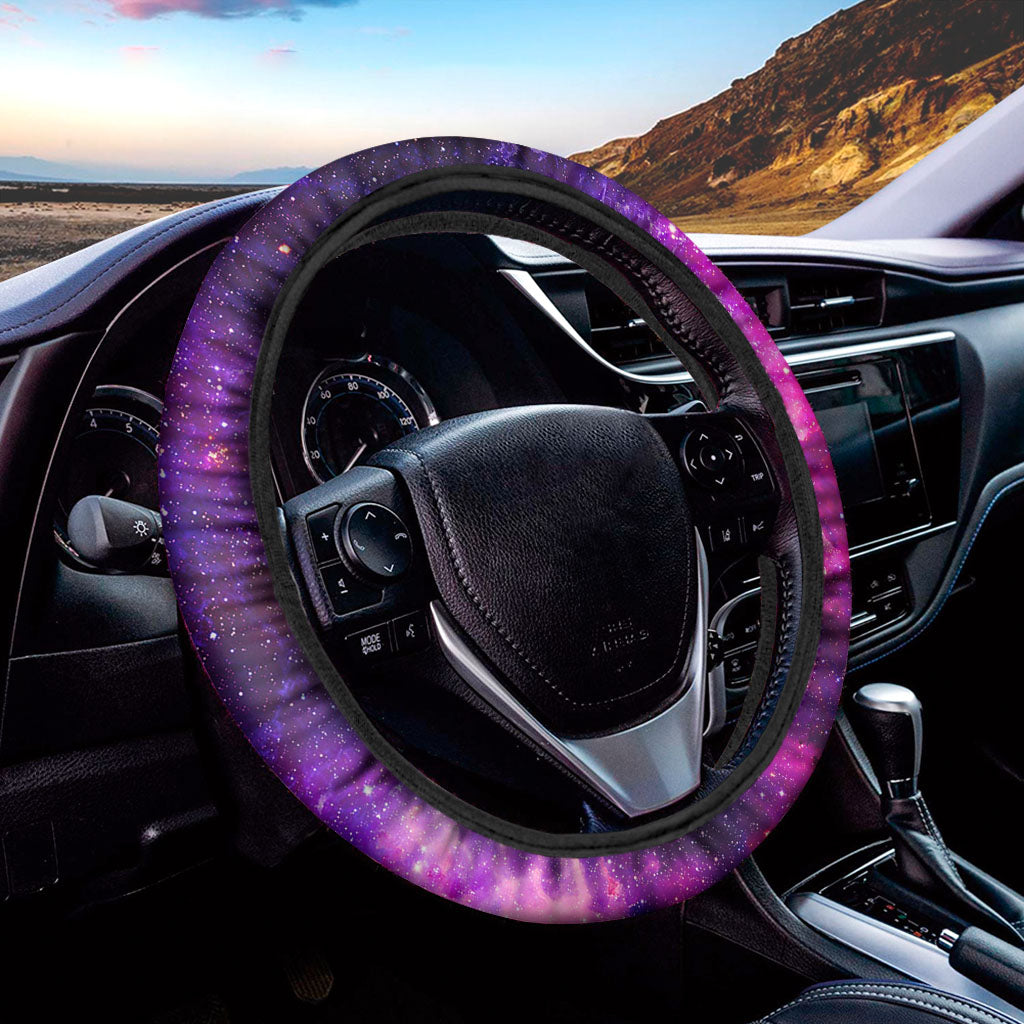 Purple Bursting Galaxy Space Print Car Steering Wheel Cover