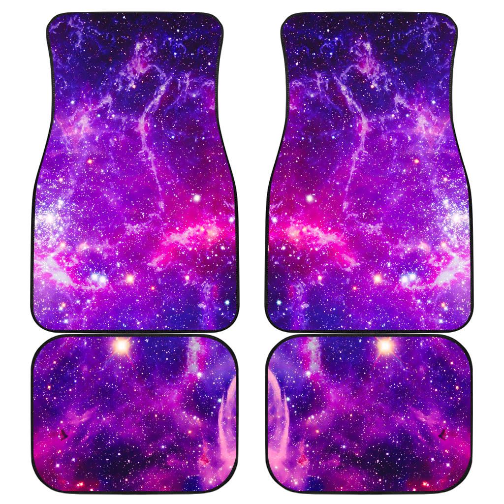 Purple Bursting Galaxy Space Print Front and Back Car Floor Mats