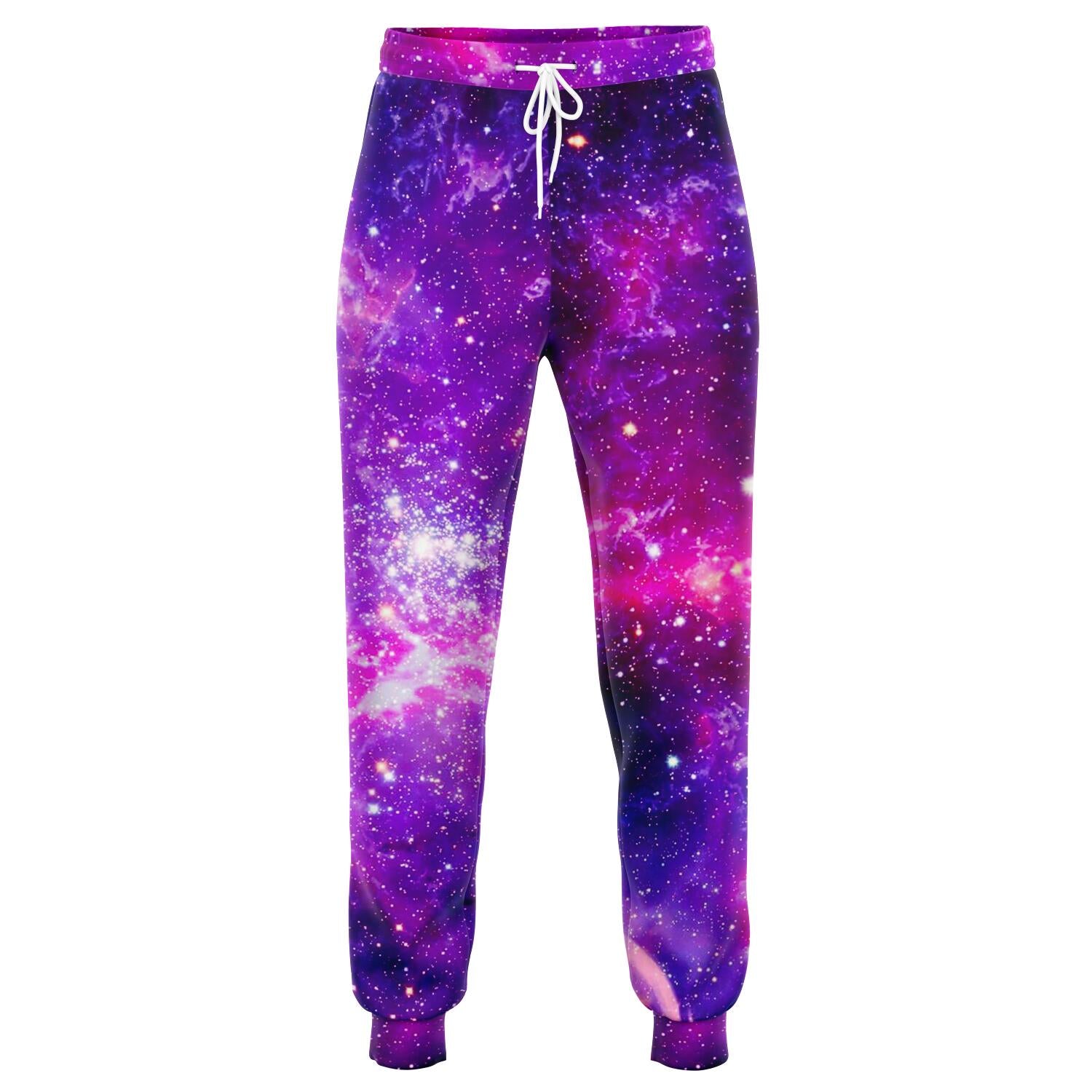 Purple Bursting Galaxy Space Print Jogger Pants