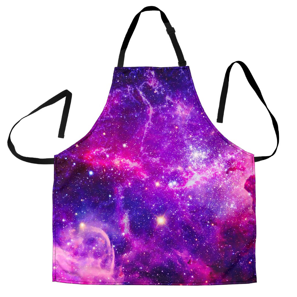 Purple Bursting Galaxy Space Print Men's Apron