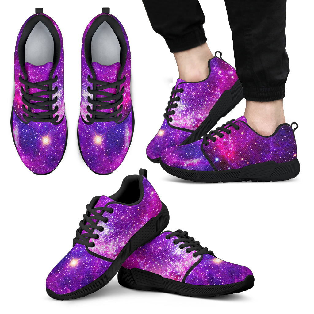 Purple Bursting Galaxy Space Print Men's Athletic Shoes