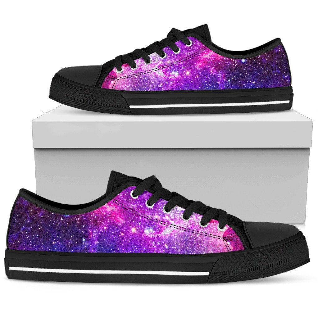 Purple Bursting Galaxy Space Print Men's Low Top Shoes