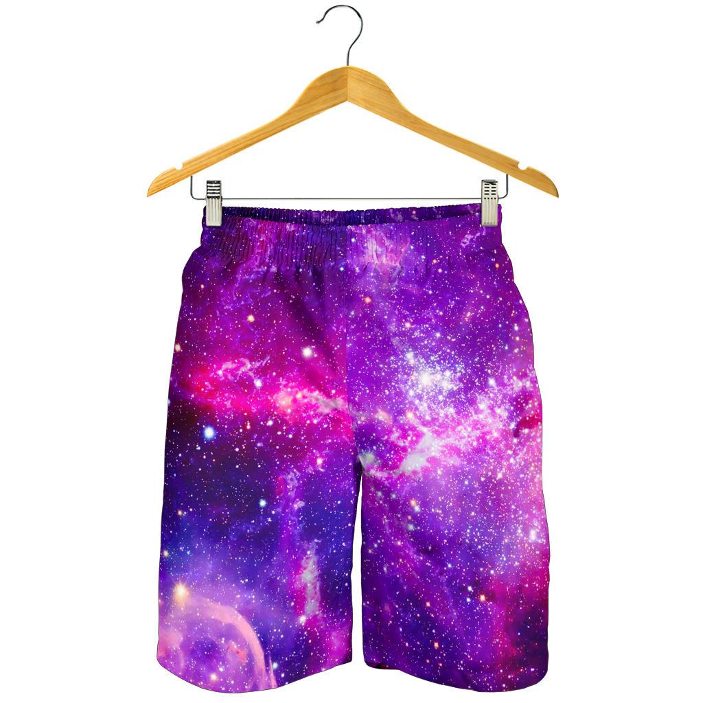 Purple Bursting Galaxy Space Print Men's Shorts