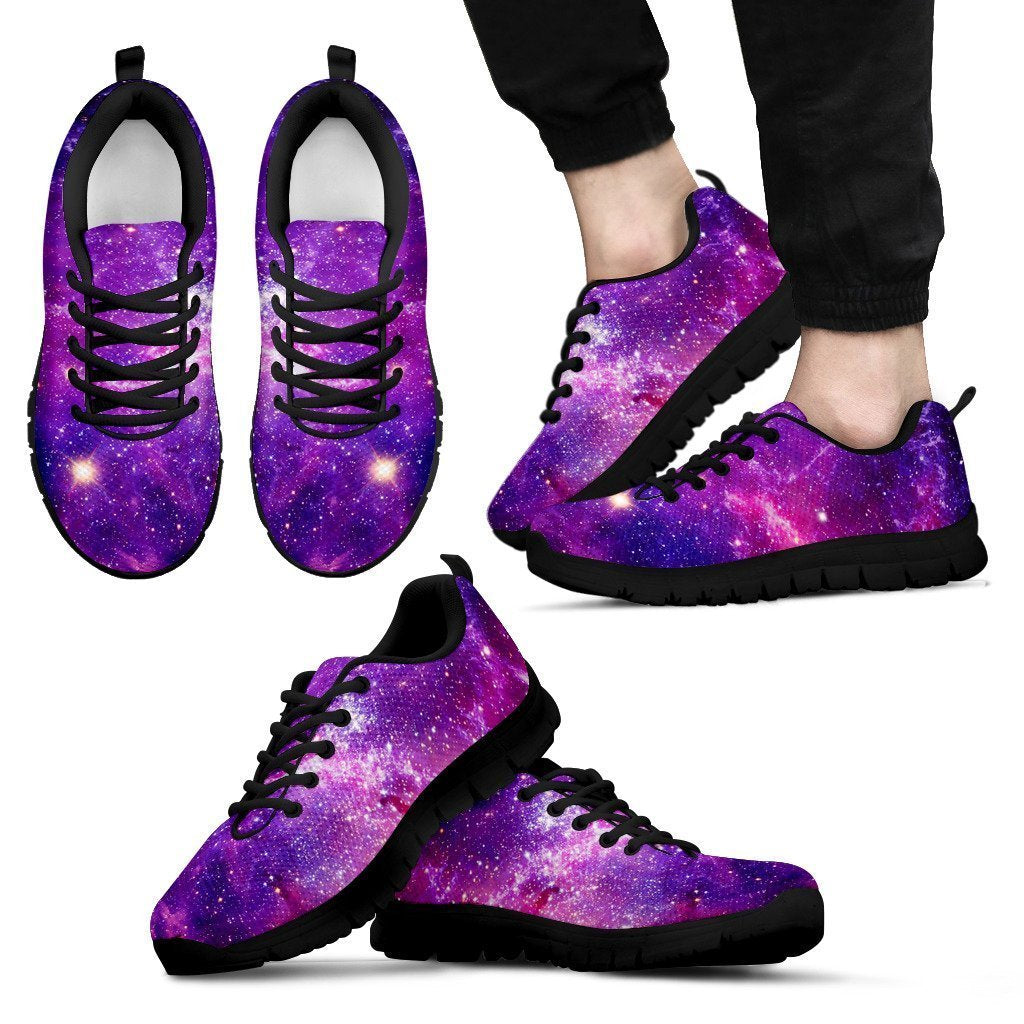 Purple Bursting Galaxy Space Print Men's Sneakers