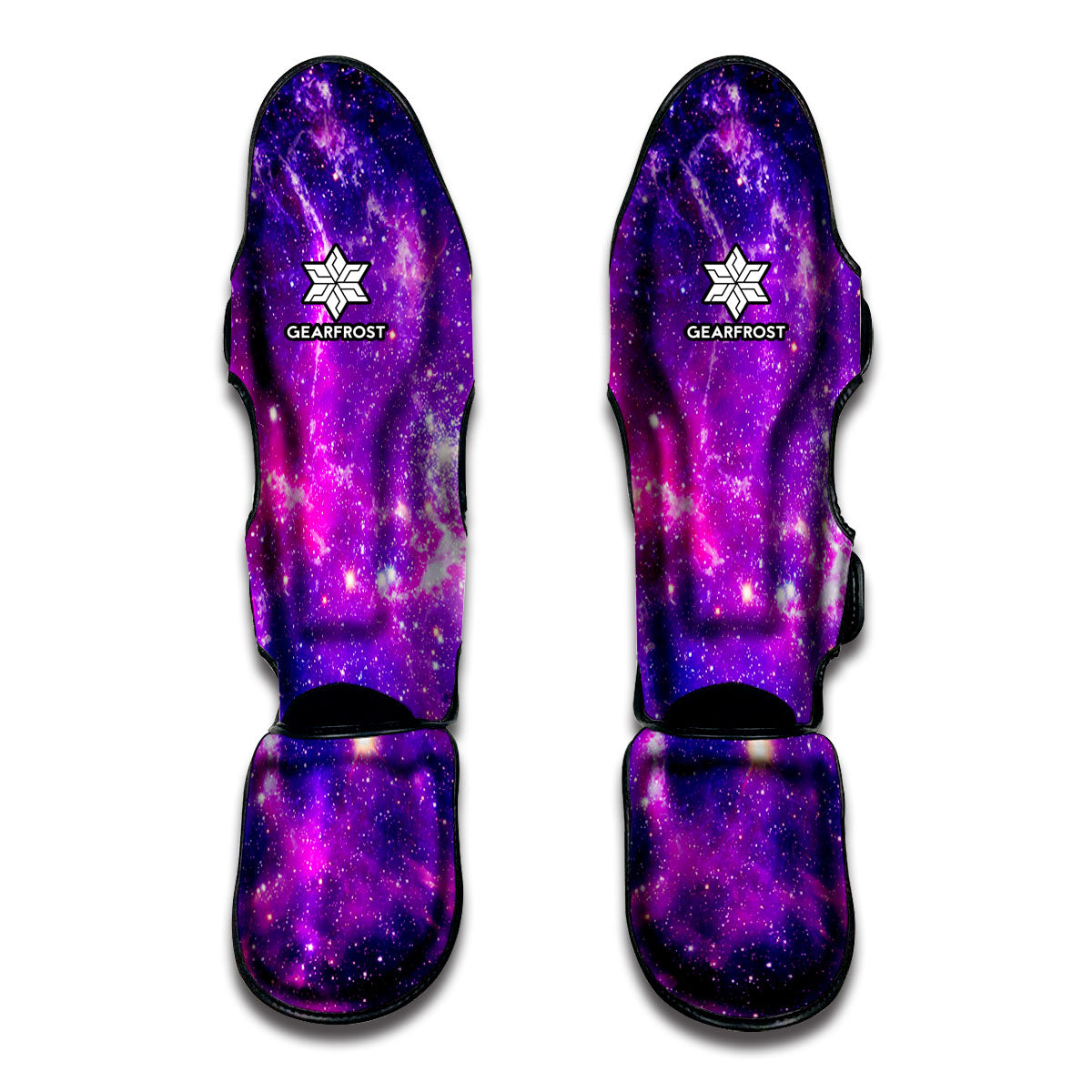 Purple Bursting Galaxy Space Print Muay Thai Shin Guards