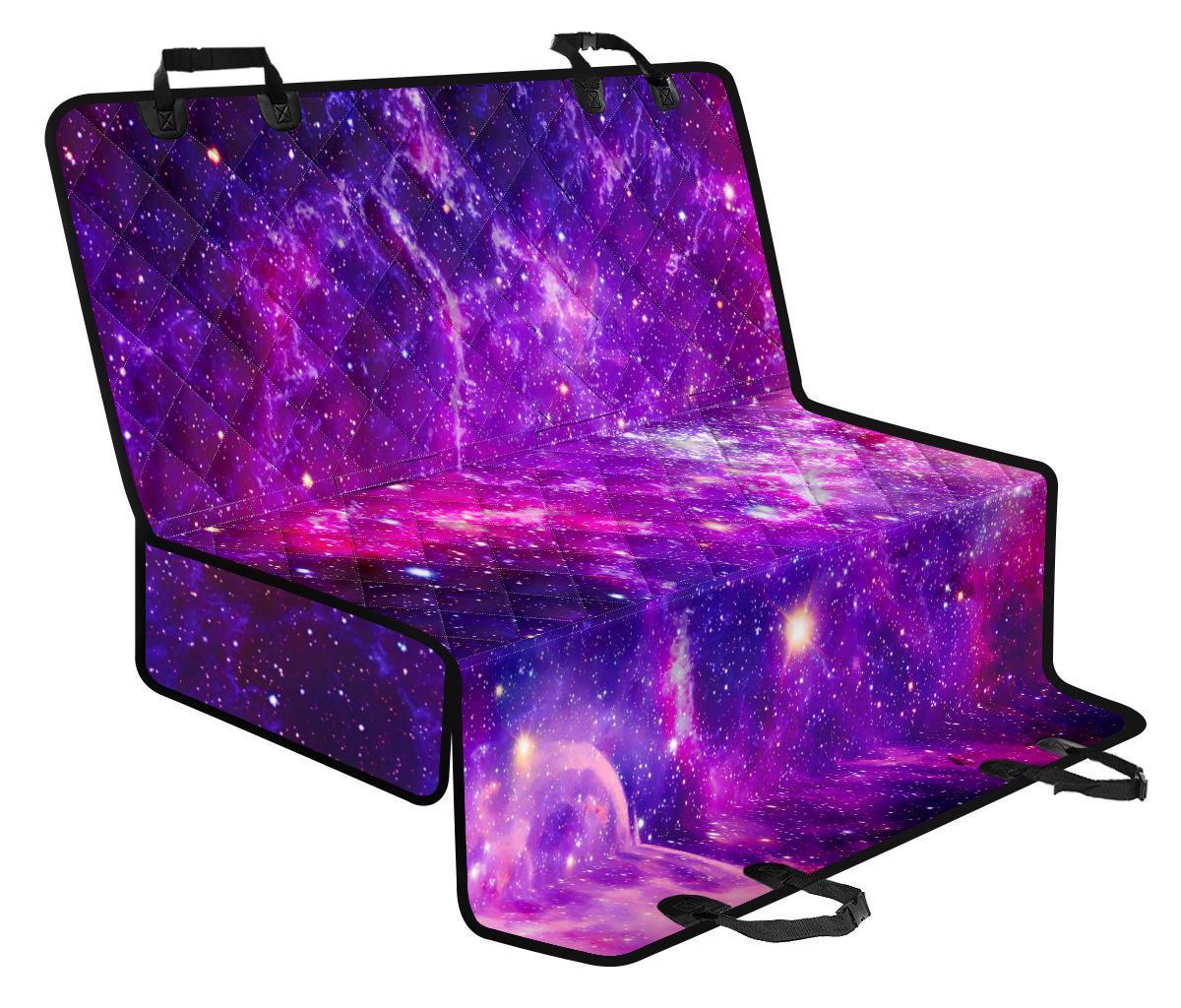 Purple Bursting Galaxy Space Print Pet Car Back Seat Cover