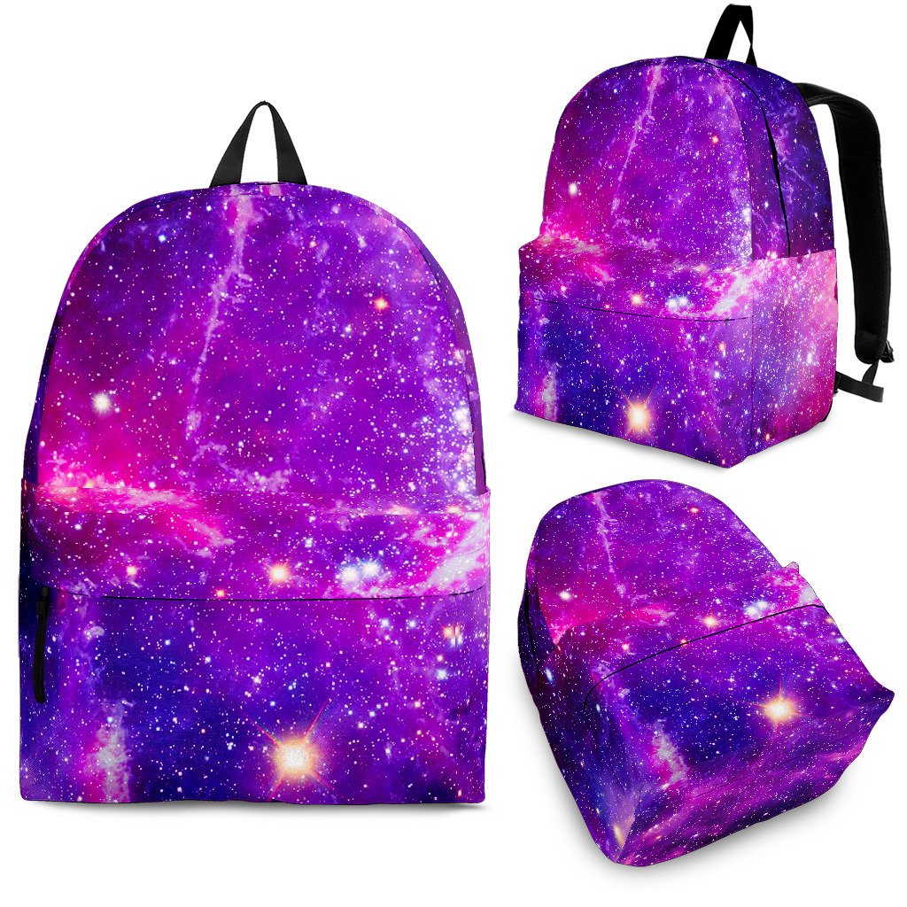 Purple Bursting Galaxy Space Print School Backpack