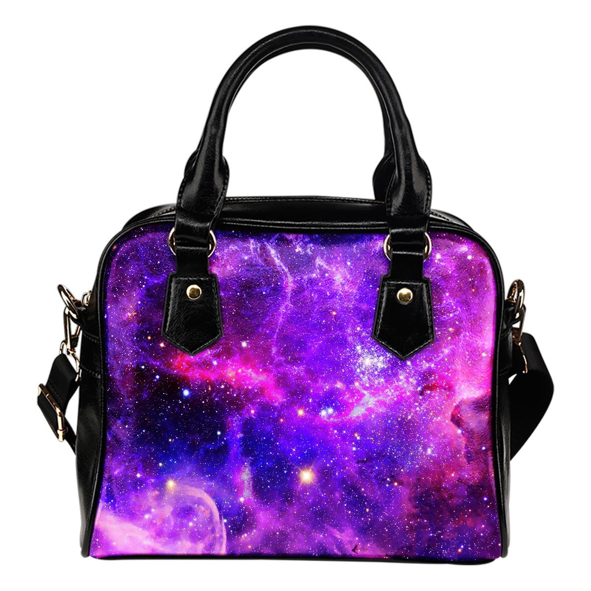 Purple Bursting Galaxy Space Print Shoulder Handbag