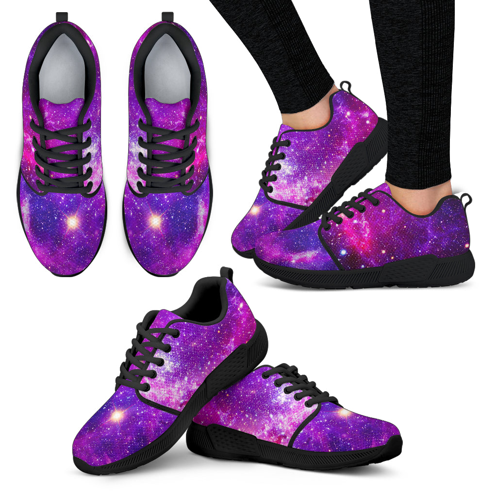 Purple Bursting Galaxy Space Print Women's Athletic Shoes