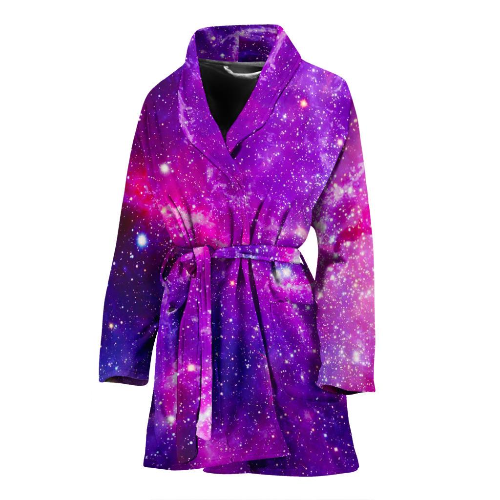 Purple Bursting Galaxy Space Print Women's Bathrobe