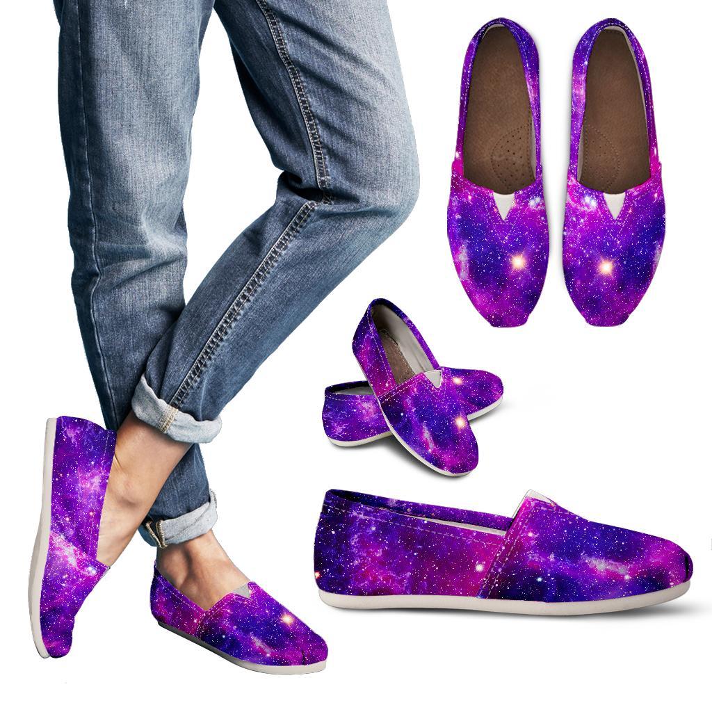 Purple Bursting Galaxy Space Print Women's Casual Canvas Shoes