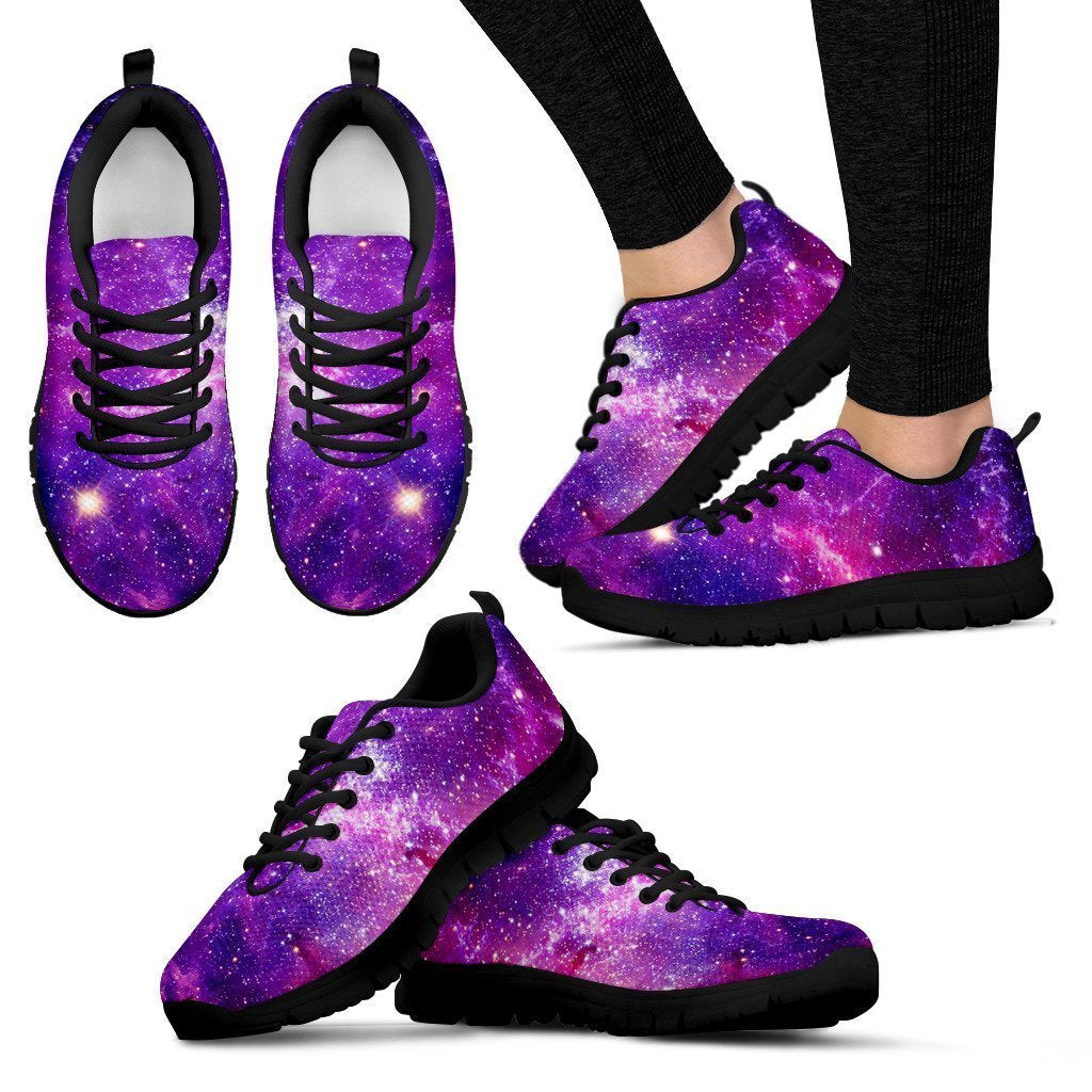 Purple Bursting Galaxy Space Print Women's Sneakers