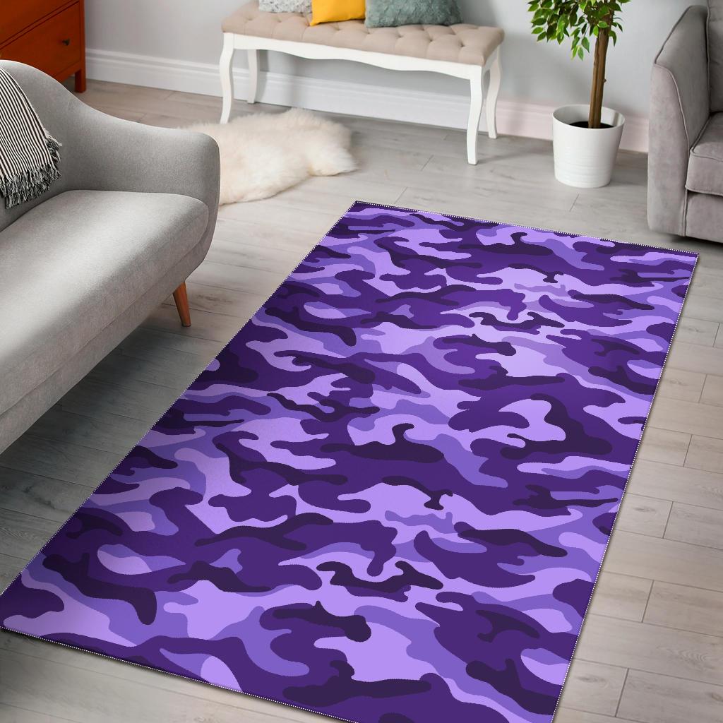 Purple Camouflage Print Area Rug