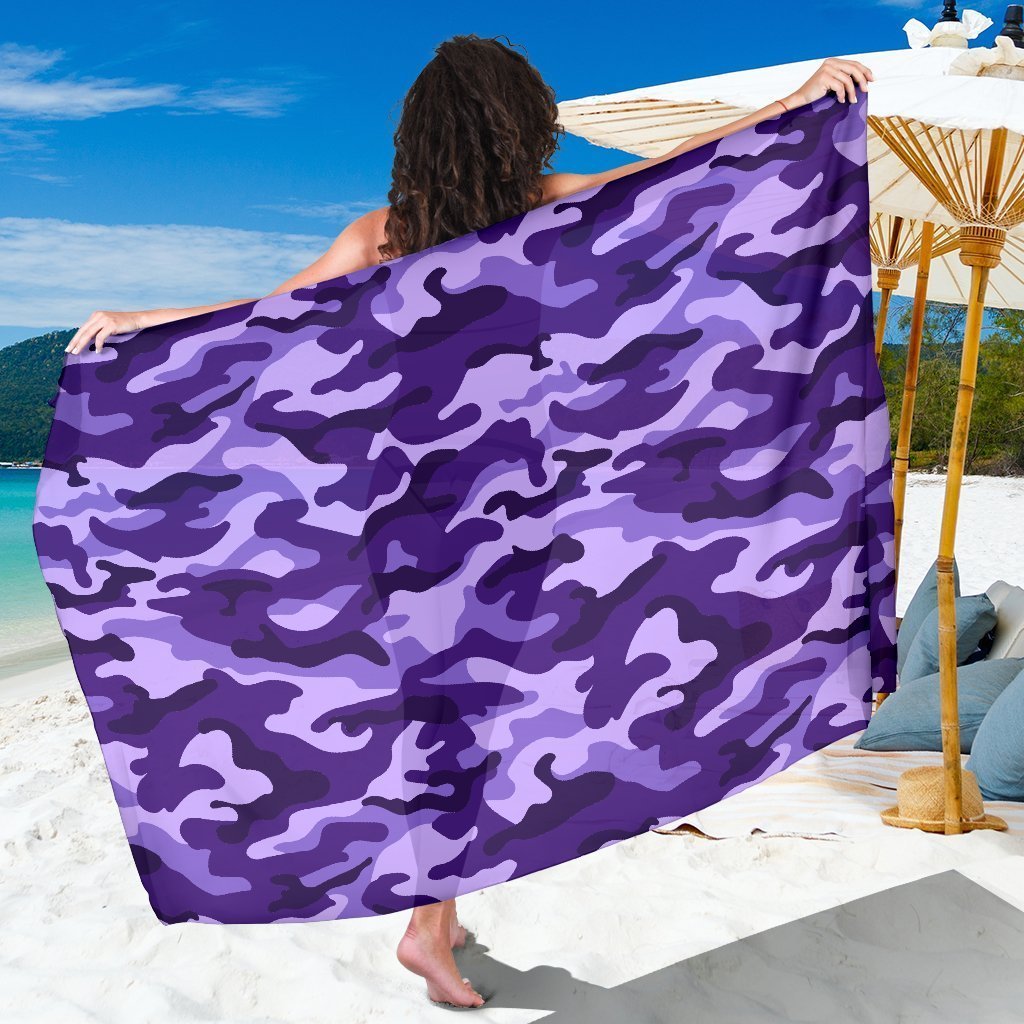 Purple Camouflage Print Beach Sarong Wrap