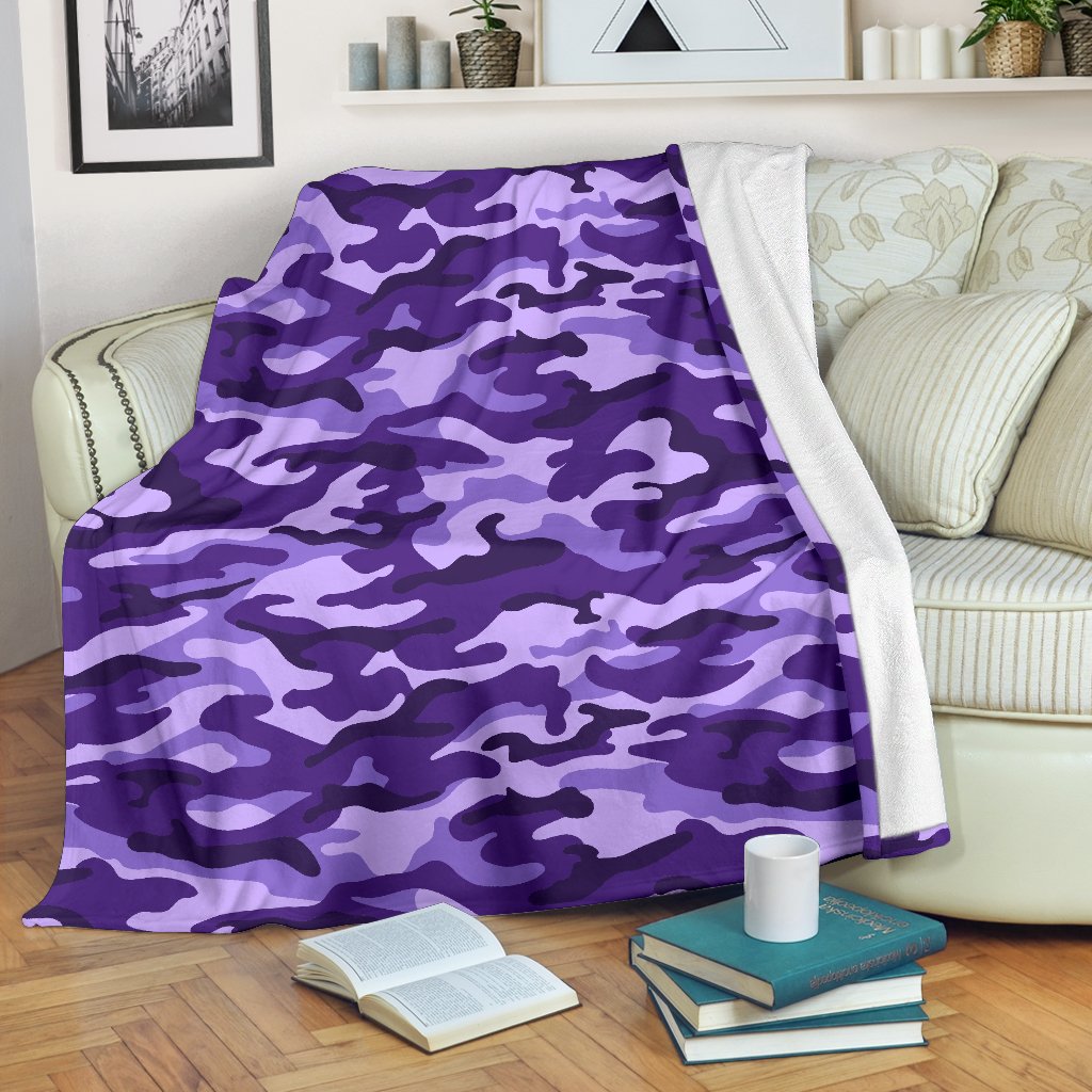 Purple Camouflage Print Blanket