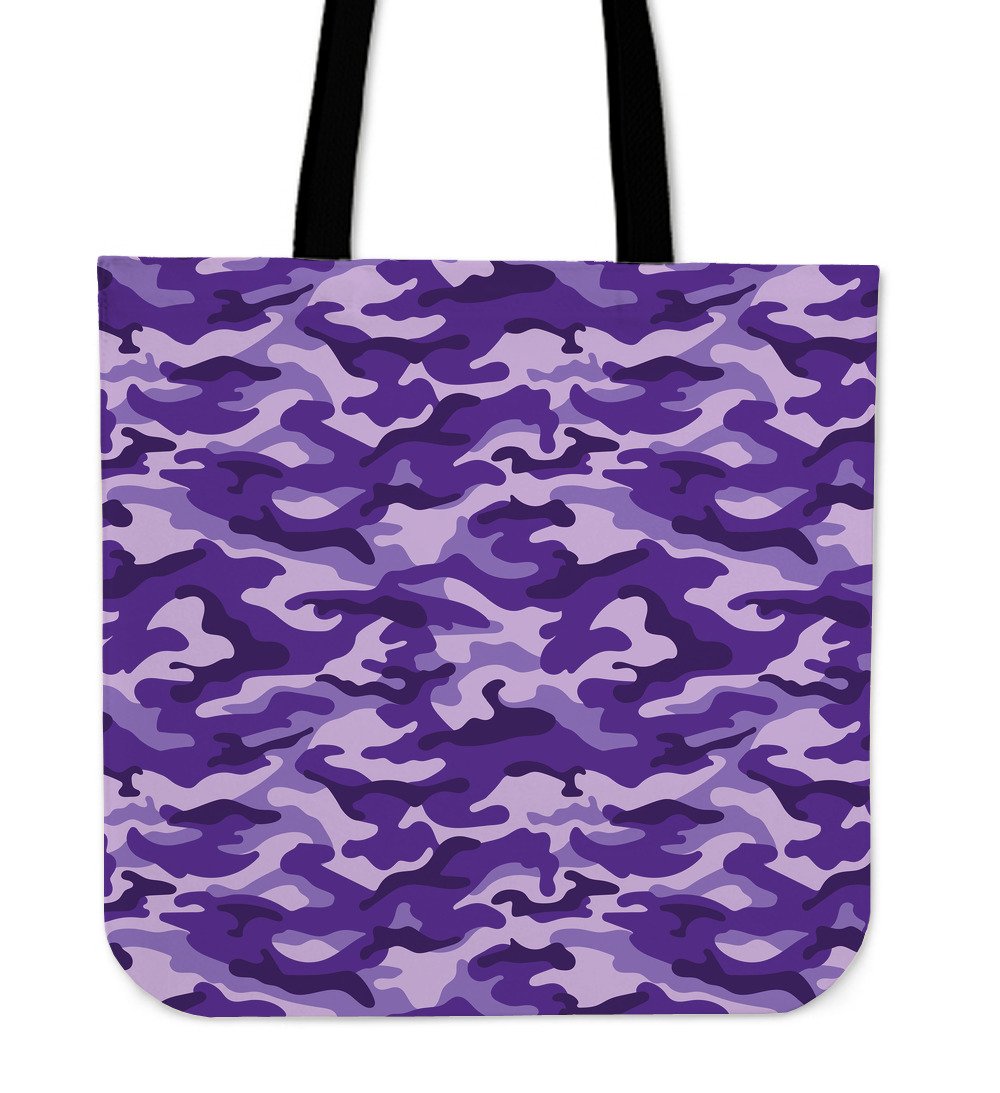 Purple Camouflage Print Canvas Tote Bag