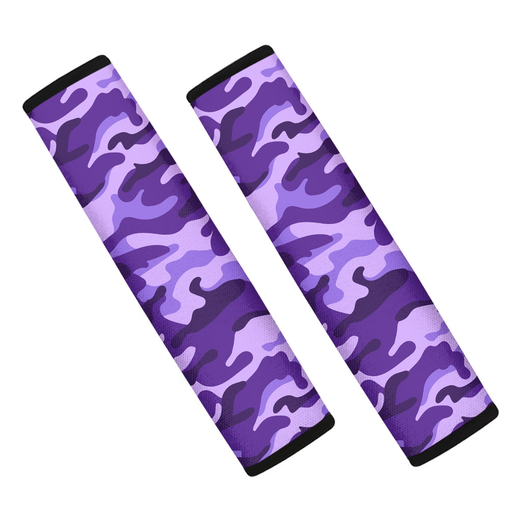 Purple Camouflage Print Car Seat Belt Covers