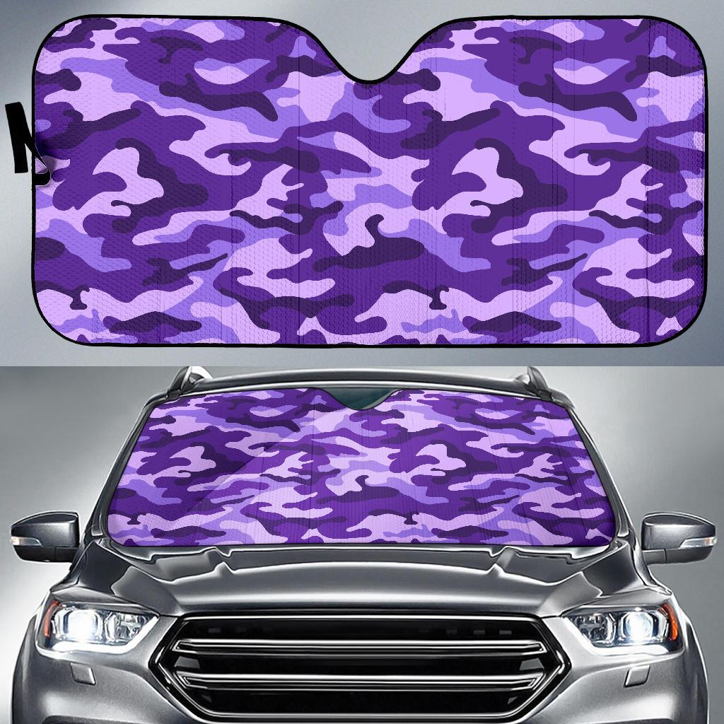 Purple Camouflage Print Car Sun Shade