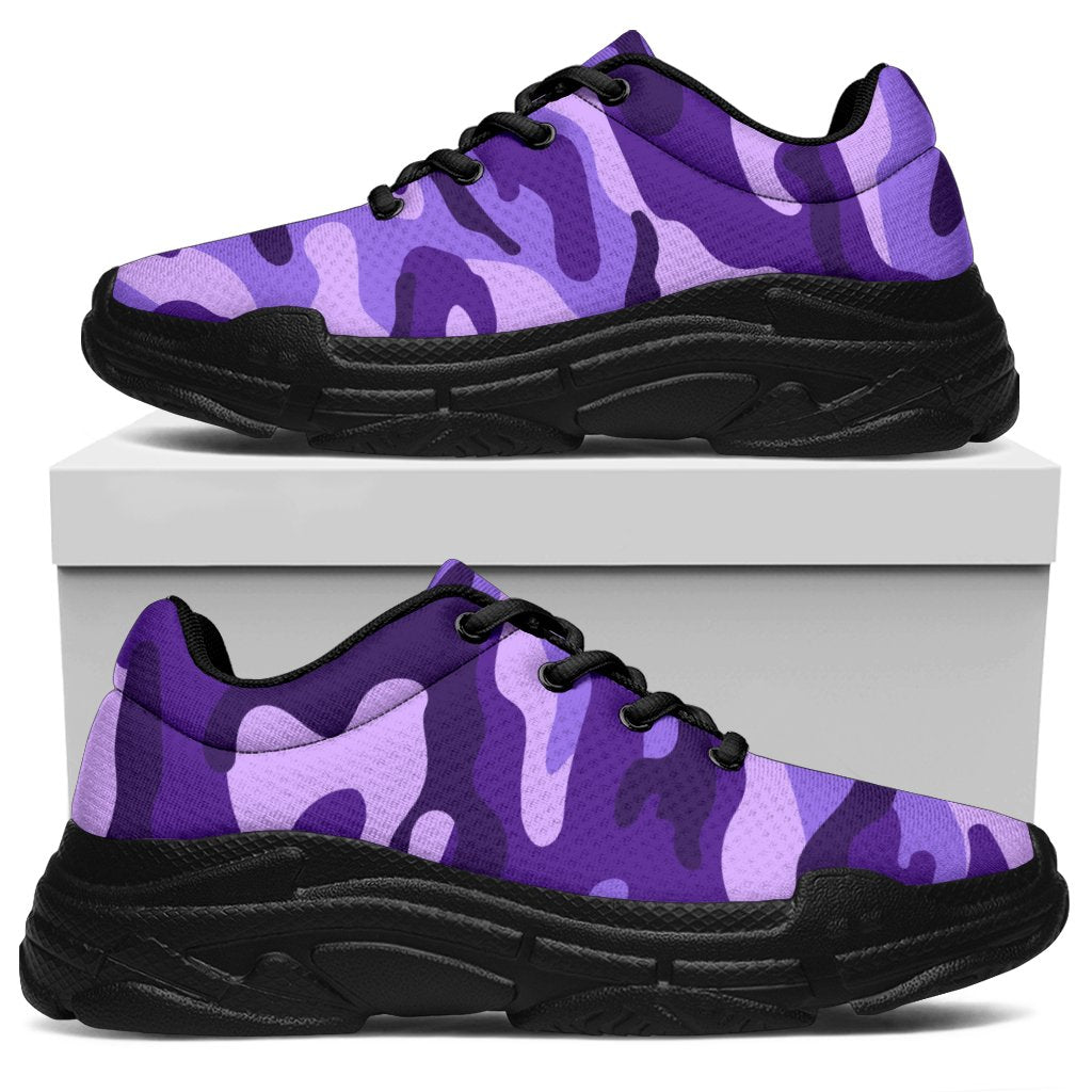 Purple Camouflage Print Chunky Sneakers