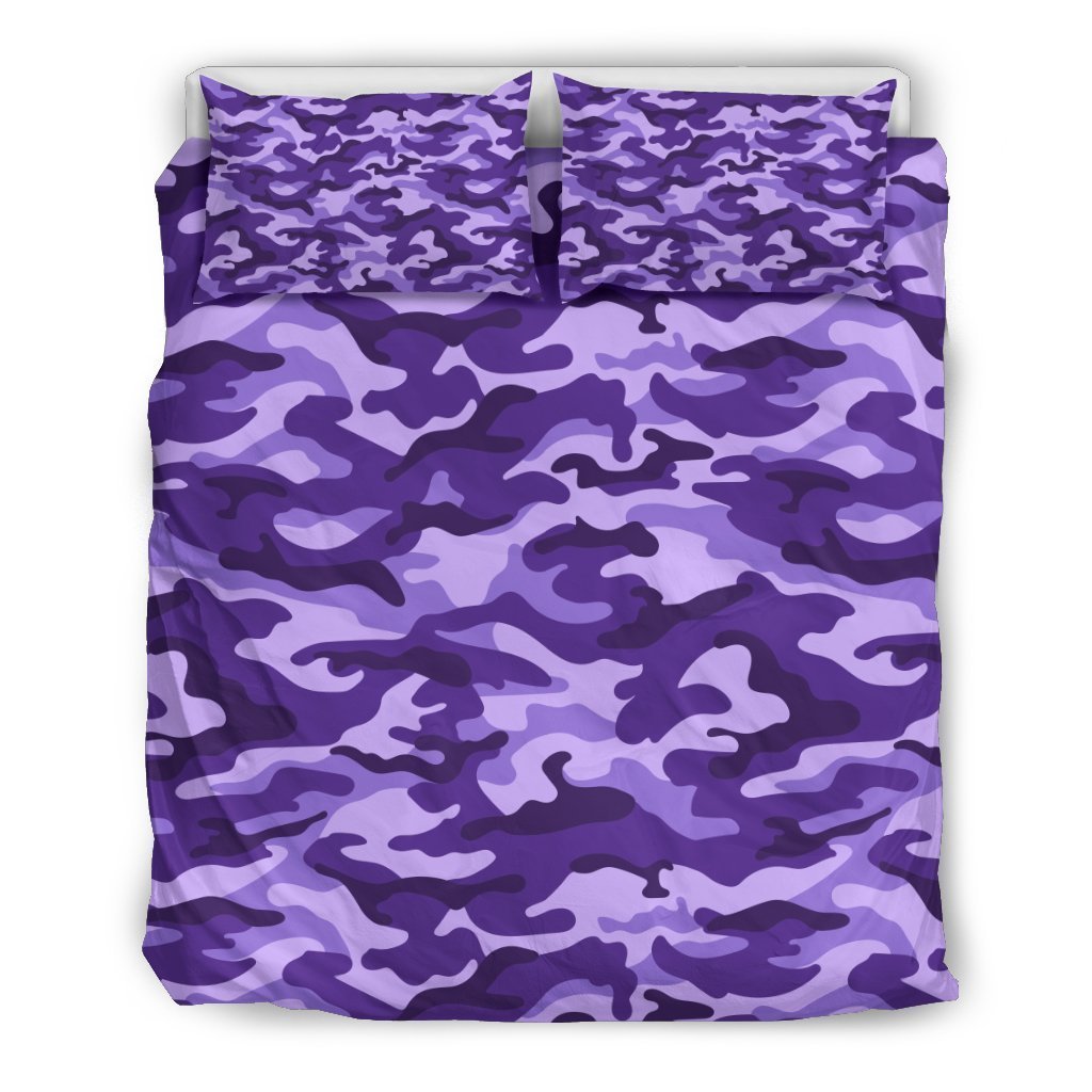 Purple Camouflage Print Duvet Cover Bedding Set