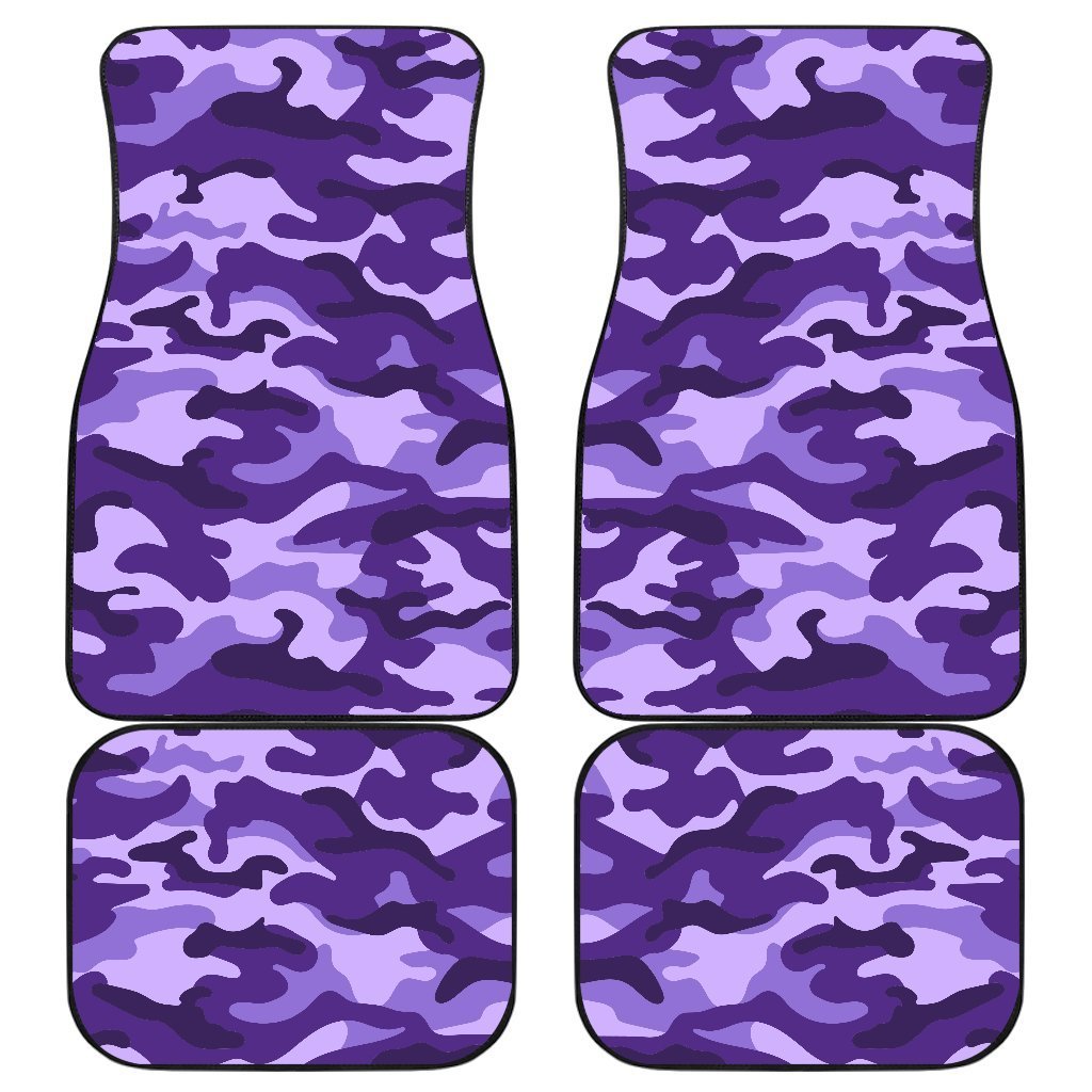 Purple Camouflage Print Front and Back Car Floor Mats