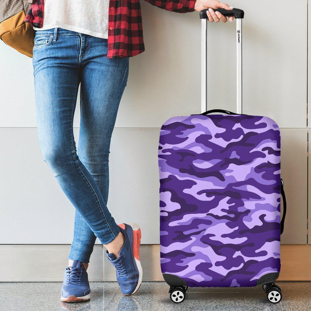 Purple Camouflage Print Luggage Cover